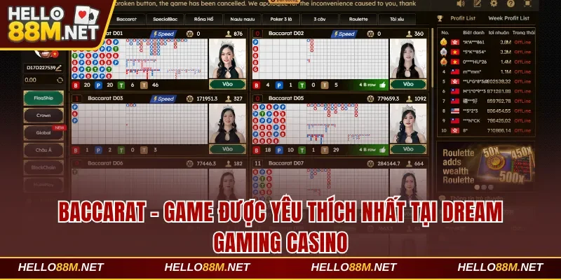 Baccarat - Game được yêu thích nhất tại Dream Gaming casino