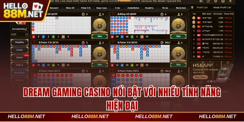 Dream Gaming casino nổi bật với nhiều tính năng hiện đại